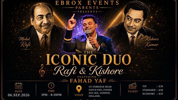 images of Rafi and kishore, and the main performer Fahad.