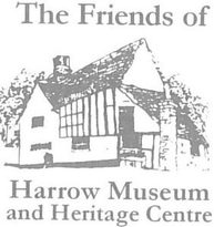 Logo displaying 'The Friends of Harrow Museum and Heritage Centre', with a drawing of the Manor House in the centre.